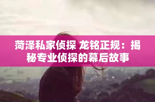 菏泽私家侦探 龙铭正规：揭秘专业侦探的幕后故事
